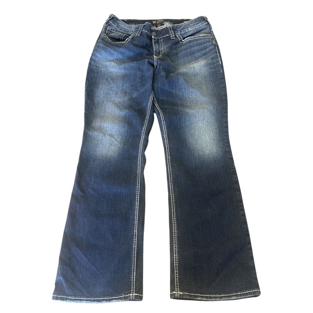 Silver Suki Mid Capri Fluid Denim Jeans Plus Size 18 Dark Blue Wash